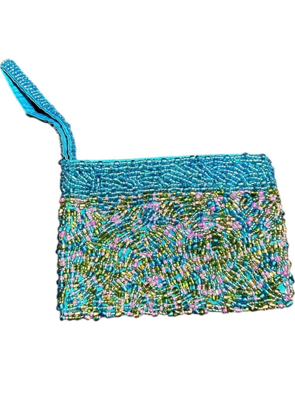 Beaded Wristlet Purple Green Blue Small Clutch Evening Bag